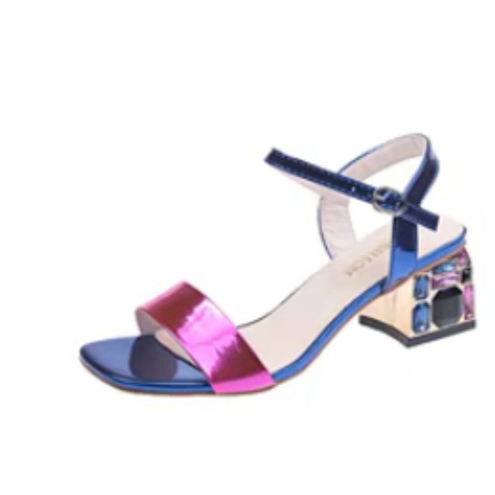 NWOT - Colour Block Rhinestone Decor Heeled sandals (US 6.5)